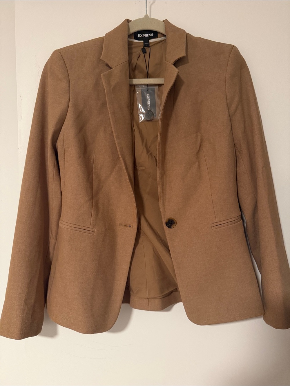 Express Women's Tan Blazer Jacket - Single Button